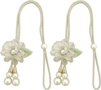 OEM Sujetadores De Cortina Con Cuentas De Flores, 2 Piezas, - Beige1