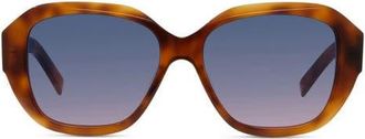Givenchy GV Day 55mm Round Sunglasses in Blonde Havana /Gradient Blue at Nordstrom