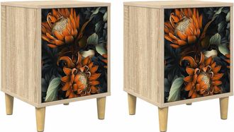 vidaXL Mesa De Noche Lochem 2 Uds. Roble Sonoma 36 X 33 X 50 Cm Vidaxl