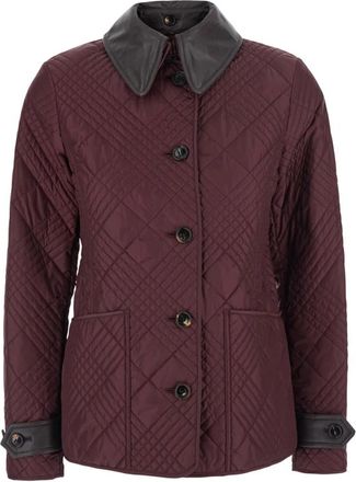 Burberry Fernleigh LTH - Dames - Gewatteerde jassen - Rood - S - Leer - Jassen