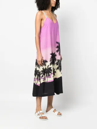 Palm Angels Palm Tree Sunset Print Dress - Pink