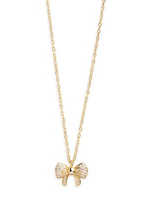 Argento Vivo Pav&eacute; Bow Pendant Necklace in Gold at Nordstrom
