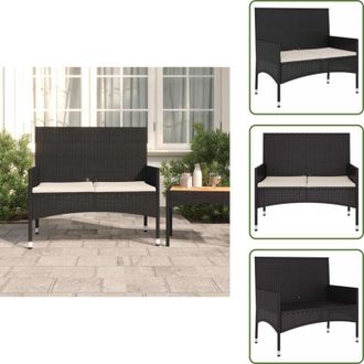 vidaXL The Living Store Panca da Giardino a 2 Posti con Cuscini in Polyrattan Nero - Panca da terrazza