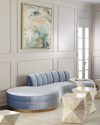 Haute House Home Layla Channel Tufted Curved Sofa 121