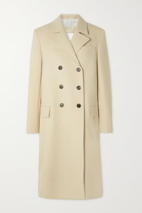 Peter Do Cappotto Doppiopetto Cut-out In Misto Lana - Crema