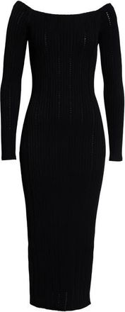 Helmut Lang Open Rib Long Sleeve Midi Dress in Black at Nordstrom, Size X-Small