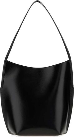 Jil Sander Kante Schoudertas - Dames - Schoudertassen - Zwart - ONE Size - Leer - Tassen
