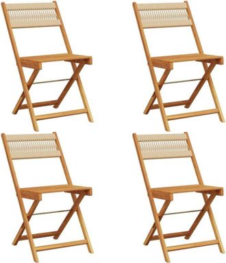 vidaXL Vidaxl - Sillas De Jard&iacute;n Plegables 4 Uds Madera Maciza Acacia Beige