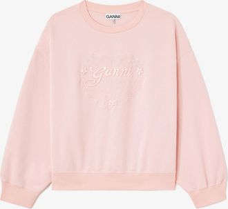 Ganni Pink Sweatshirt with Heart - Size XXS Organic Cotton