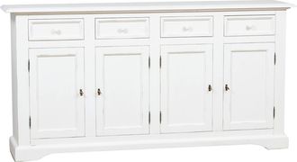 Biscottini International Alacena De Estilo Country De Madera Maciza De Tilo Acabada Con Efecto Blanco Envejecido 202 X45x103 Cm