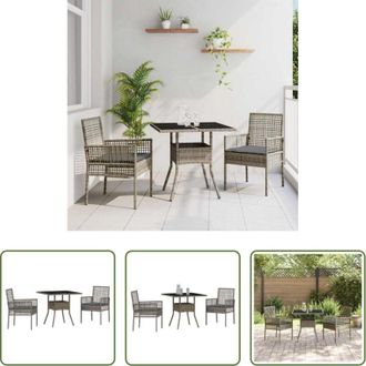 vidaXL Tavolo da pranzo esterno - Set da Pranzo per Giardino 3 pcs Grigio polyrattan