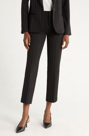 Liverpool L.A. Holly Stripe Welt Pocket Straight Leg Pants in Black/Hint Of Navy Stripe at Nordstrom Rack, Size 16 (Similar To 16W-18W)