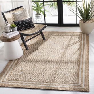 Safavieh Natural Fiber Machine Made Area rug, Natural / Ivory Bohemian Style Easy Care