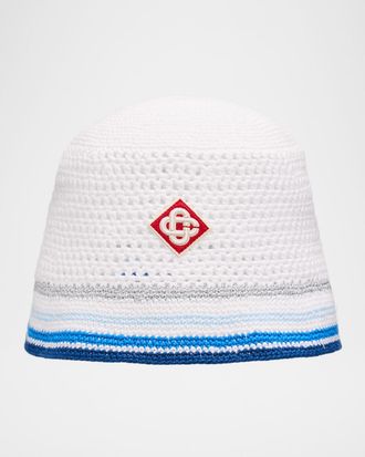 Casablanca Men & apos;s Mesh Stripe Crochet Bucket Hat