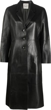 Toteme single-breasted leather coat - women - Lamb Skin/Viscose - 34 - Black