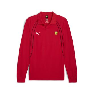 Puma Mens Scuderia Ferrari Formula 1 Long Sleeve Race Polo, Rosso Corsa Aw24, XS