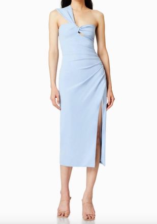 Elliatt Fawn One Shoulder Midi Dress In Sky Blue