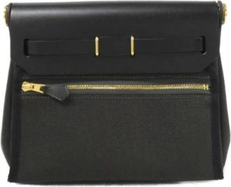 Herm&egrave;s Pre-owned Herbag Zip PM Canvas Vache Hunter Schoudertas - Dames - Vintage Schoudertas - Zwart - ONE Size - Leer - Vintage