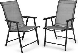 Costway Costway Juego 2 Sillas Mueble De Jard&iacute;n Con Taburetes Plegables Carga Hasta 110kg Sill&oacute;n Para Balc&oacute;n Bistr&oacute; Piscina Terraza