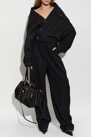 Balenciaga Vintage-effect Denim Jacket, Womens, Black