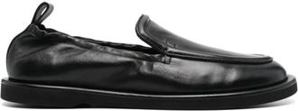 STUDIO NICHOLSON Schoenen, Heren, Zwart, 44 EU, Leer, Zwarte Elastische Back Loafer Derby Schoen
