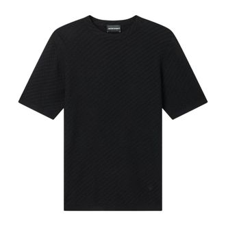 Emporio Armani Round-neck Knitwear, male, Black, Size: XL Maglia Punto Fantasia