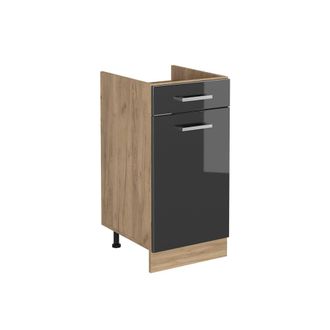 Vicco Mueble Bajo De Cocina R-line, Antracita Alto Brillo/roble Dorado, 40 Cm Sin Encimera, Vicco