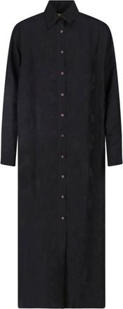Uma Wang Black Midi Viscose-Blend Shirt Dress