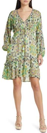 Ciebon Crissta Metallic Floral Long Sleeve Dress in Green at Nordstrom Rack, Size X-Small