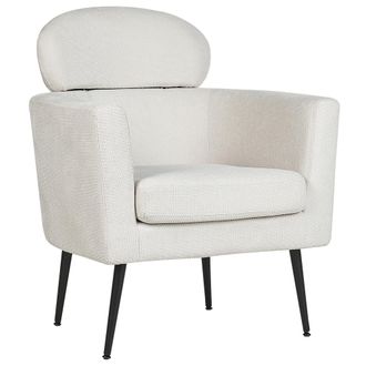 Beliani Beliani - Sill&oacute;n Con Reposacabezas Dise&ntilde;o Glamuroso Tapicer&iacute;a De Tela Patas Negras Blanco Crema Soby