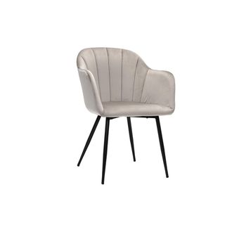Miliboo Miliboo - Silla De Dise&ntilde;o De Terciopelo Color Topo Y Patas De Metal Negro Milly