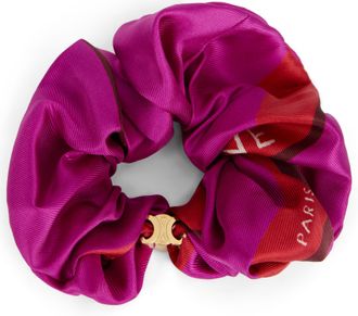 Celine Silk Fuchsia Hair Scrunchie - Purple