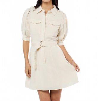 Ciebon Laia Lace Applique Mini Shirtdress In Cream
