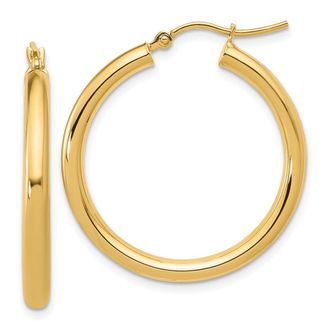 Diamond2Deal 14K Yellow Gold Polished 3mm Hoop Earrings