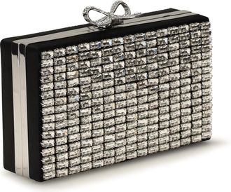 Self Portrait Womens Crystal Chainmail Clutch Silver Glass Clutches