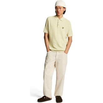 Lyle & Scott Linen Blend Knitted Polo in Luna at Nordstrom, Size Xx-Large