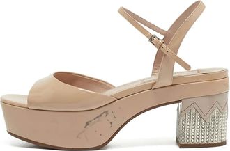 Miu Miu Sandali in pelle verniciata 70mm - Toni neutri