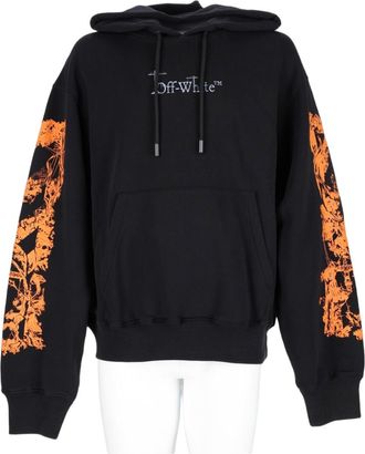 Off-white Black Cotton Graphic Relaxed-Fit Hoodie