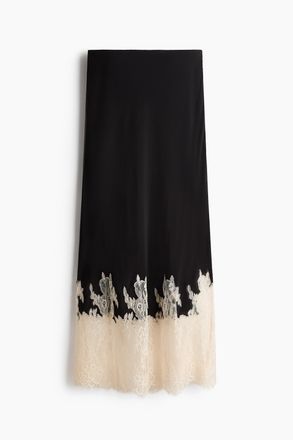 H&M Jupe mit Spitzenbesatz - Schwarz