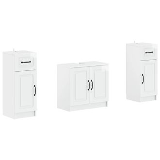 vidaXL Juego De Gabinete De Ba&ntilde;o De 2 Piezas Utrecht Blanco Brillante Vidaxl