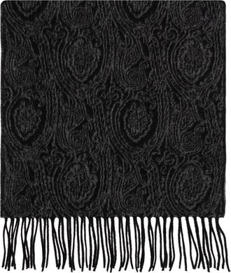 Etro Wol sjaal met franjes - Heren - Wintersjaals - Zwart - ONE Size - Wol - Accessoires