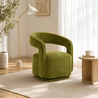 STILVORA Armchair with Swivel Base, Green