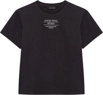 Anine Bing Shelley Tee - Dames - T-shirts - Zwart - S - Katoen - Tops