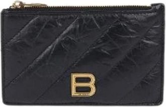 Balenciaga Pre-owned Wallets, female, Black, Size: ONE SIZE Pre-owned Crush B Logo Card Holder