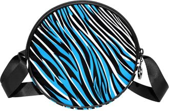 Generic Circle Crossbody Bag for Women, Zebra Stripes Small Sling Bag Daypack with Zipper Adjustable Shoulder Straps Casual Ladies Girls Round Purse