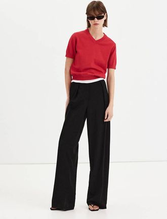 Mango Pullover maglia collo a V rosso - Donna - XXS - MANGO