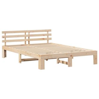 Berkfield Home Pine Wood Bed Frame Natural Solid Pine wood 140 x 200 cm in Light Beige