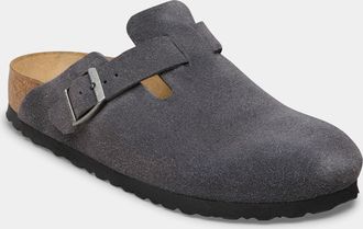 Birkenstock Womens Boston Clogs in Grey Suede - Size UK 4.5