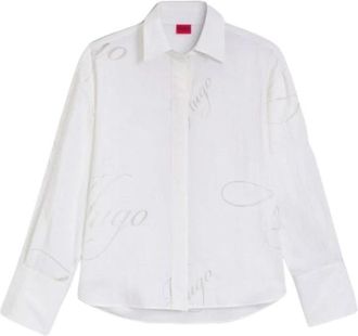 HUGO BOSS Oversize Shirt - Dames - Overhemden - Wit - S - Overhemden
