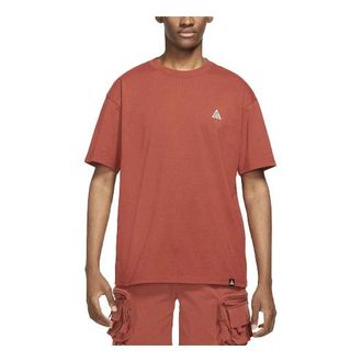 Nike Mens Nike x ACG Sports Solid Color Round Neck Short Sleeve Red Brown T-Shirt DJ3642-670